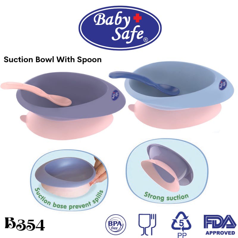 Baby Safe B354 Silicone Suction Bowl With Spoon/ Peralatan Makan Bayi MPASI