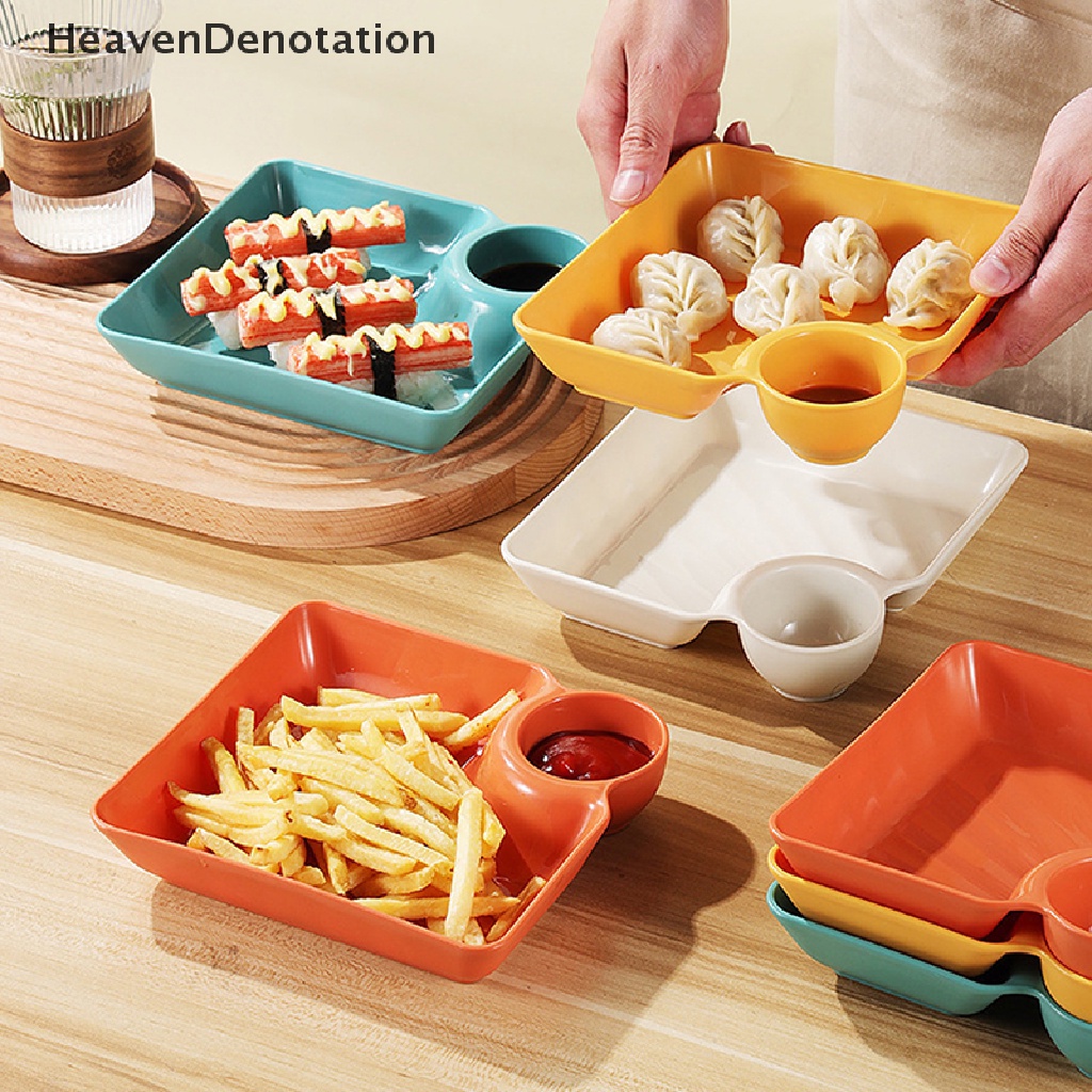 [HeavenDenotation] Piring Pangsit Persegi Besar Dengan gar Space Snack Platter Kreatif Terpisah Divided Tray Peralatan Makan Peralatan Makan Natal HDV