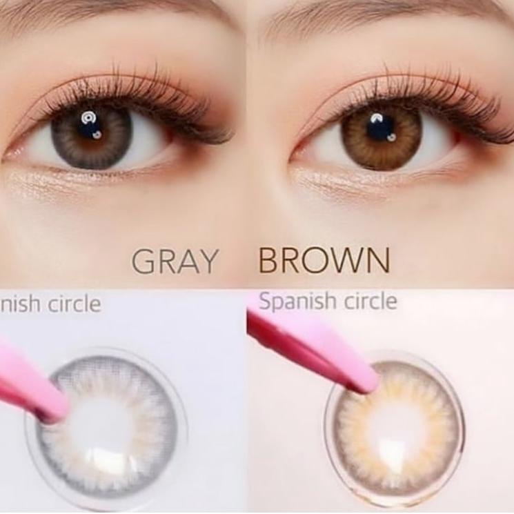 ☪ SOFTLENS PRINCESS SPANISH CIRCLE GREY / BROWN ( NORMAL & MINUS ) Ω