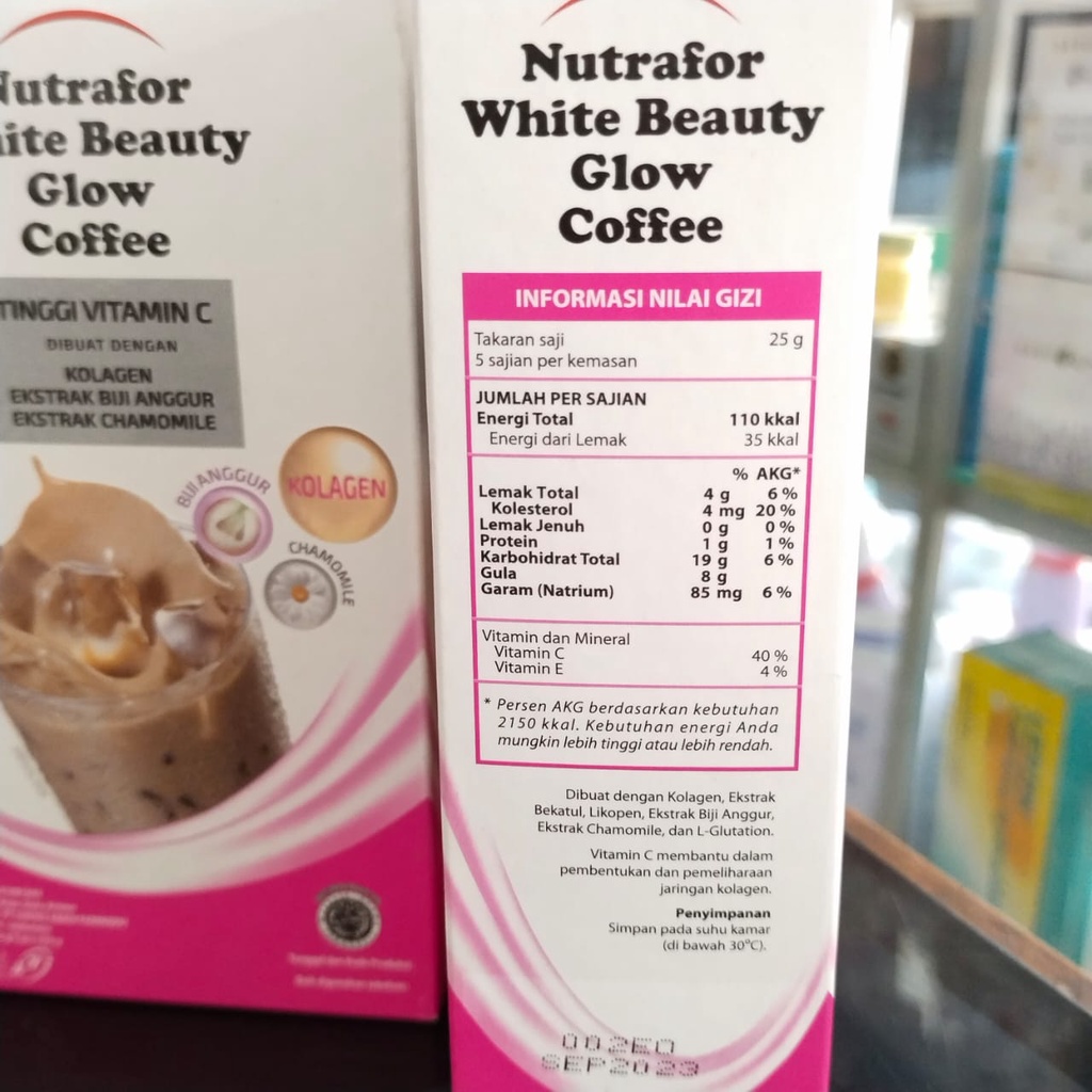 NUTRAFOR WHITE BEAUTY GLOW COFFEE @ 1 SACH 25 GR