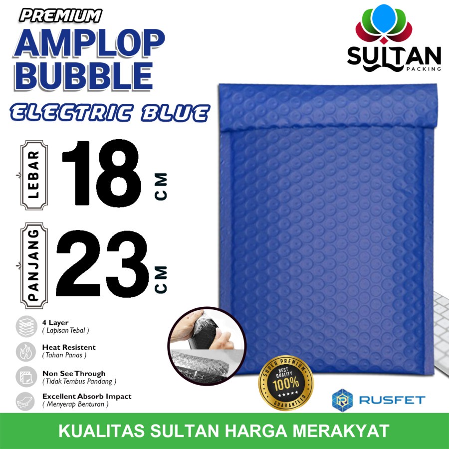 

AMPLOP BUBBLE MAILER ELECTRIC BLUE NON METALING RUSFET PREMIUM