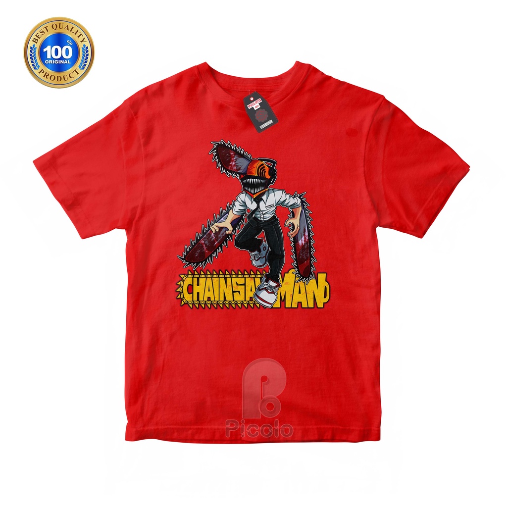 (FREE NAMA) BAJU KAOS ATASAN ANAK MOTIF ANIME CHAINSAW MAN KARAKTER DENJI UNISEX Bahan COTTUN