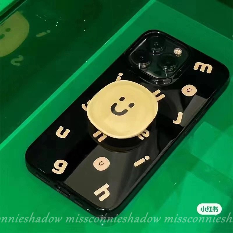 IPHONE Casing Smiley Glossy Halus Lucu Kompatibel Untuk Iphone11 7 8 Plus 11 14 13 12 Pro Max XR X XS Max SE 2020 Ins Fashion Alfabet Sederhana Lembut Tpu Silicon Phone Case