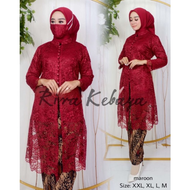 Stelan Tunik Brukat Kancing Tunik Busui Kebaya Sage