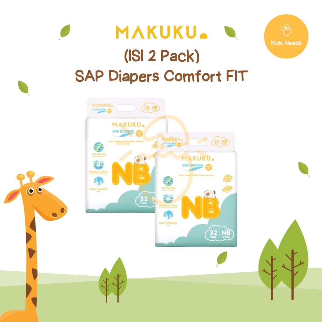 [ISI 2] MAKUKU SAP Diapers Comfort Fit / Popok bayi Tipis SAP anti gumpal cepat kering TAPE/PANTS NB / S / M / L / XL / XXL