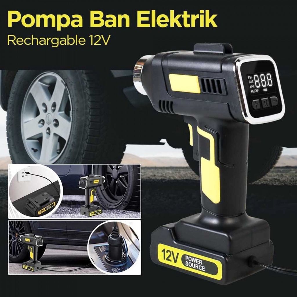 Pompa Ban Angin Elektrik Digital Tire Inflator Rechargable 12V 150 Psi