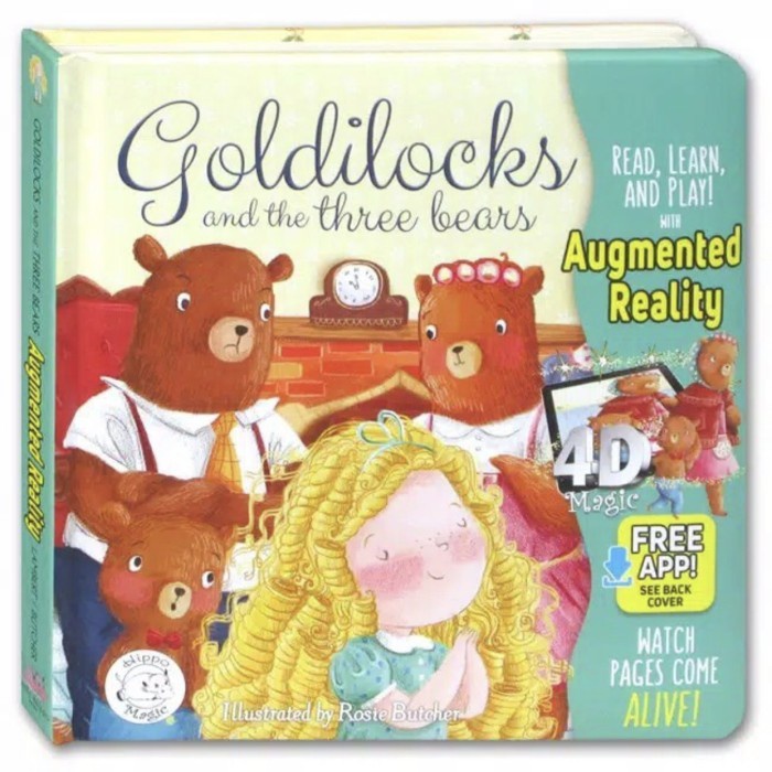 Buku anak impor bahasa Inggris: Goldilock Board Book with Augmented Reality AR Little Hippo