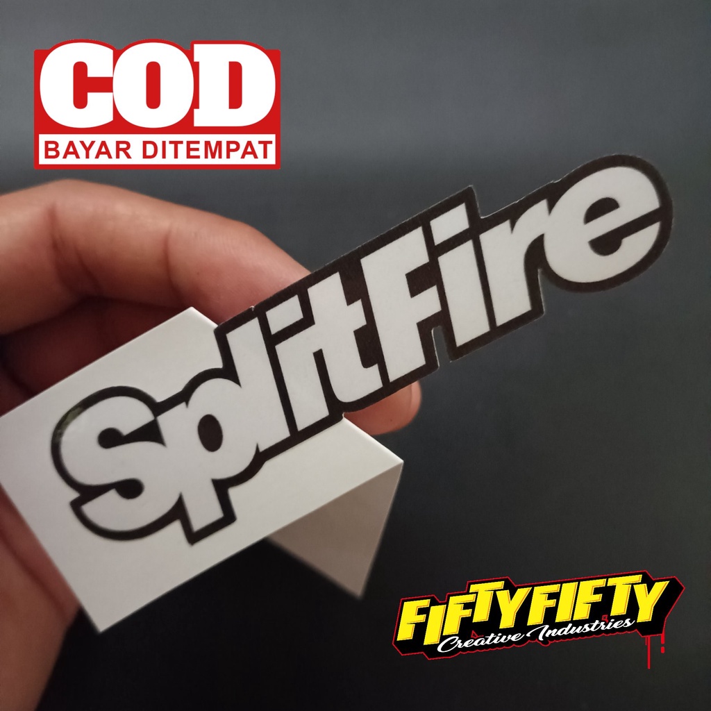 Stiker Print Cut SPLITFIRE Stiker Printing Laminasi Glossy Stiker Motor Mobil Helm Sudah Membentuk Pola Desain