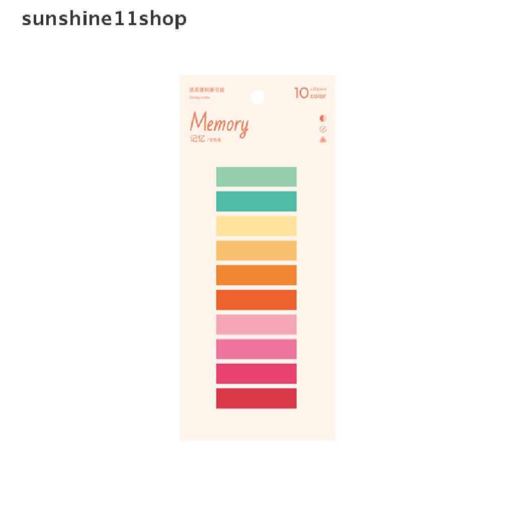 Sho 200lembar Colorful PET Waterproof Sticky Notes Index Tabs Dengan Penggaris Writable File Tabs Bendera Penanda Halaman Berwarna Label Untuk Membaca Buku Catatan Perlengkapan Kantor Sekolah N