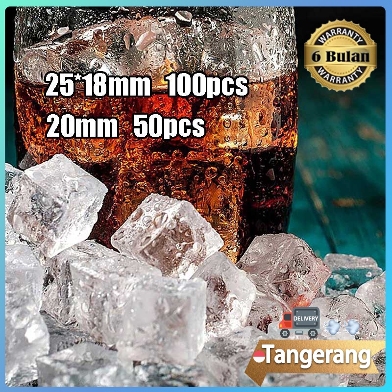 Es Batu Palsu Fake Ice Cube Akrilik Food Photography Acrylic Prop Foto Prank Es Batu Imitasi 50Pcs C