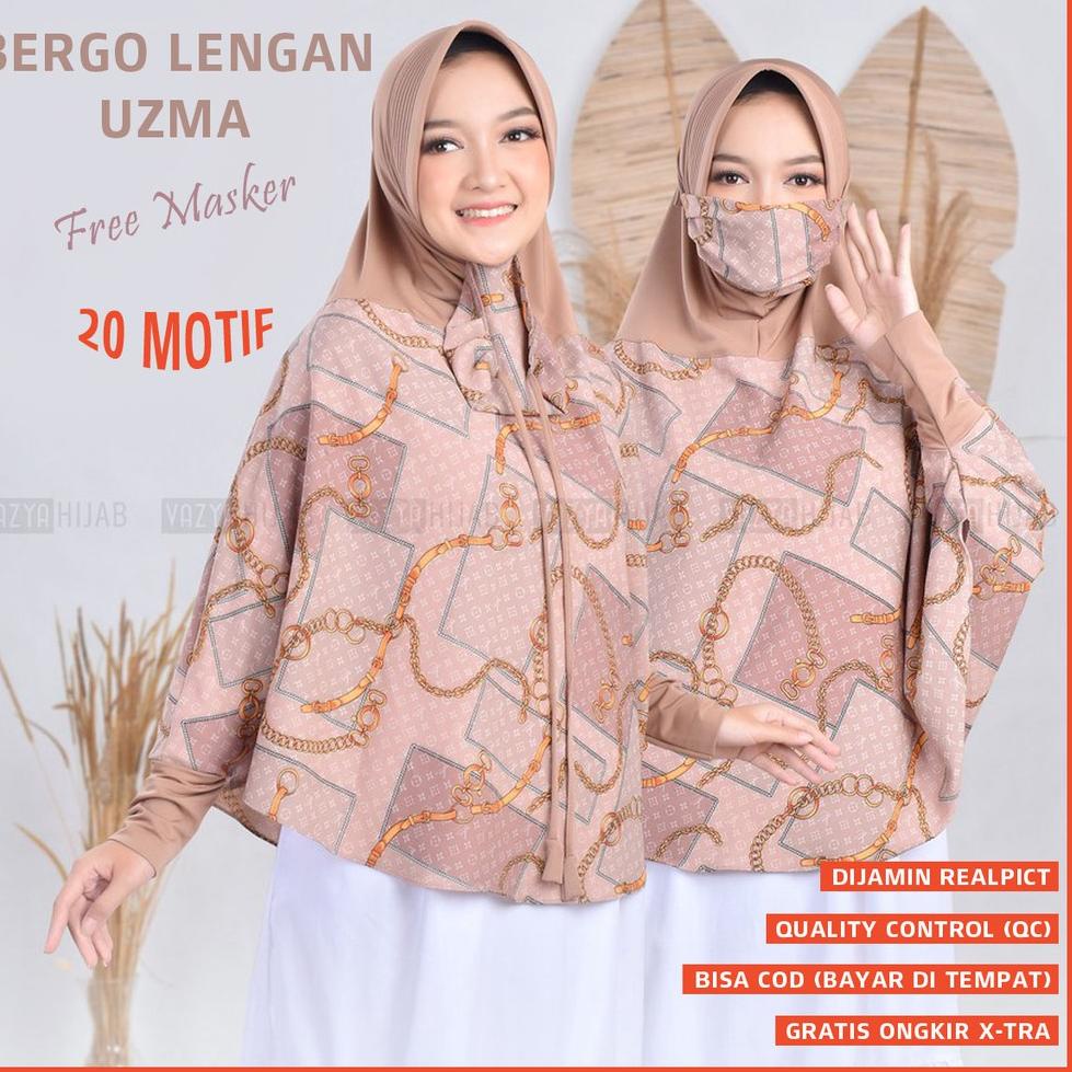LANGSUNG ATC Jilbab Lengan Panjang Motif Tangan Hijab / Bergo Lengan Panjang Motif Tangan Kerudung