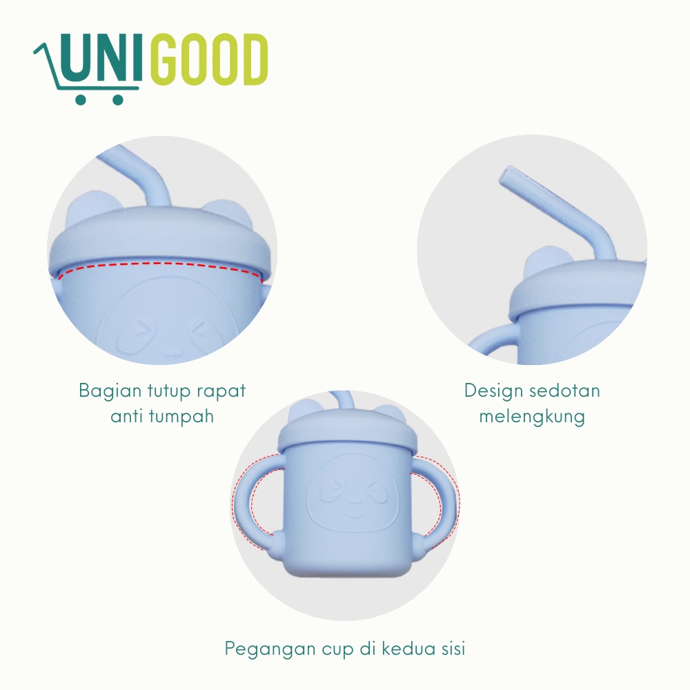 UNIGOOD - Premium Baby Silicone Cup Gelas Minum Bayi Dengan Sedotan BPA Free