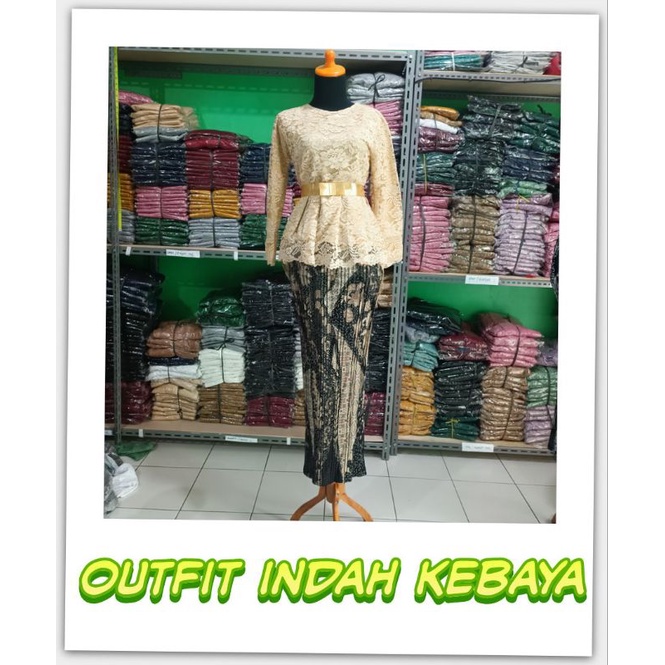 IndahKebaya • SETELAN KEBAYA AURORA BROKAT / KEBAYA INDAH PITA / KEBAYA WISUDA MODERN / KONDANGAN LAMARAN KARTINI SERAGAMAN PESTA / WARNA HITAM PUTIH NAVY SILVER MAROON MOCCA COKSU GOLD HIJAU BOTOL