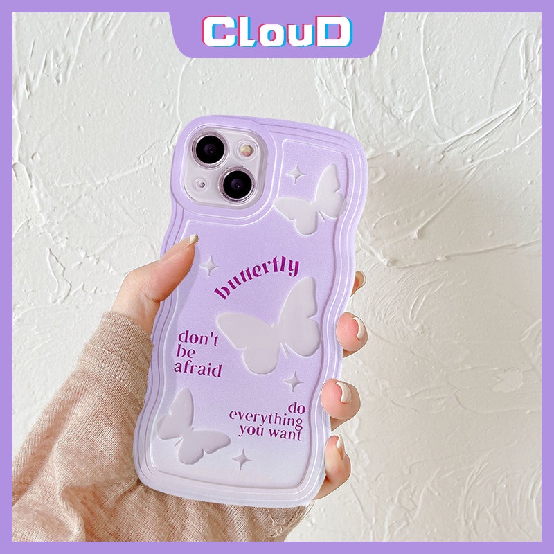 Romance Butterfly Soft Case Vivo Y17 Y35 Y22 Y11 Y12 Y15 Y30 Y16 Y91C Y21 Y91 Y55 Y22s V23E Y75 V21 V20 Y15s Y21s Y15A Y20 Y12s Y33s T1 Y11s Y12i Ungu Gradasi Penutup Tepi Bergelombang