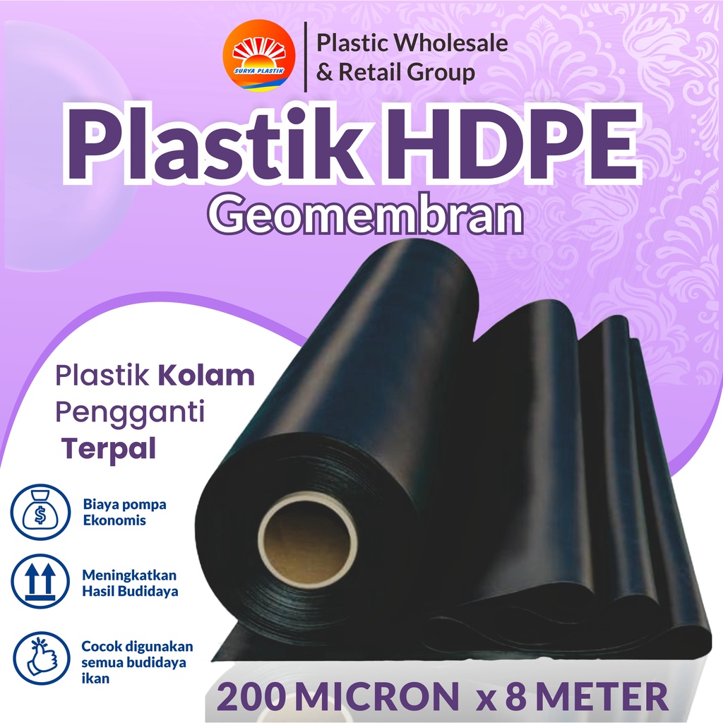 GEOMEMBRAN HDPE TEBAL 200 MICRON LEBAR 8 METER