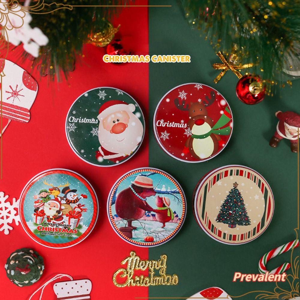 Preva Christmas Tin Gift Box Perlengkapan Pesta Permen Dengan Tutup Wadah Penyimpanan