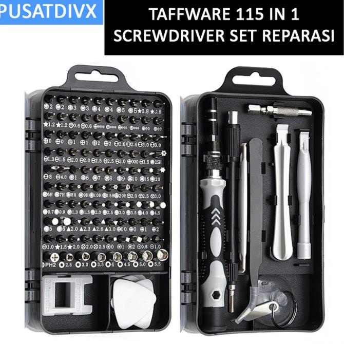 TAFFWARE 115 IN 1 OBENG SCREWDRIVER SET REPARASI SMARTPHONE LAPTOP