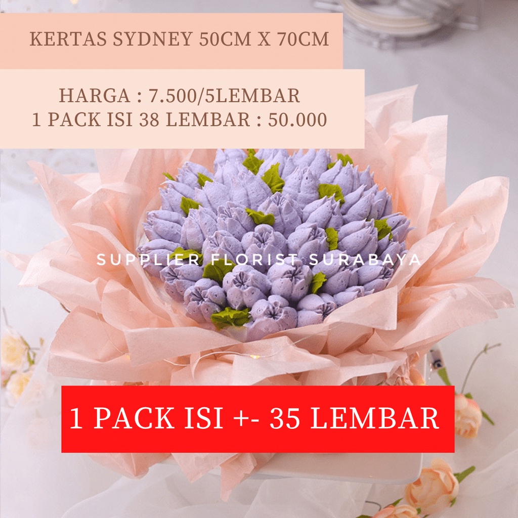 [1PACK ISI 35 LEMBAR] KERTAS SYDNEY KOREAN WRAPPING PAPER BOUQUET, WRAP DALAMAN BUKET BUNGA, UNTUK LAPISAN SEPATU, KUE TART, BUNGA