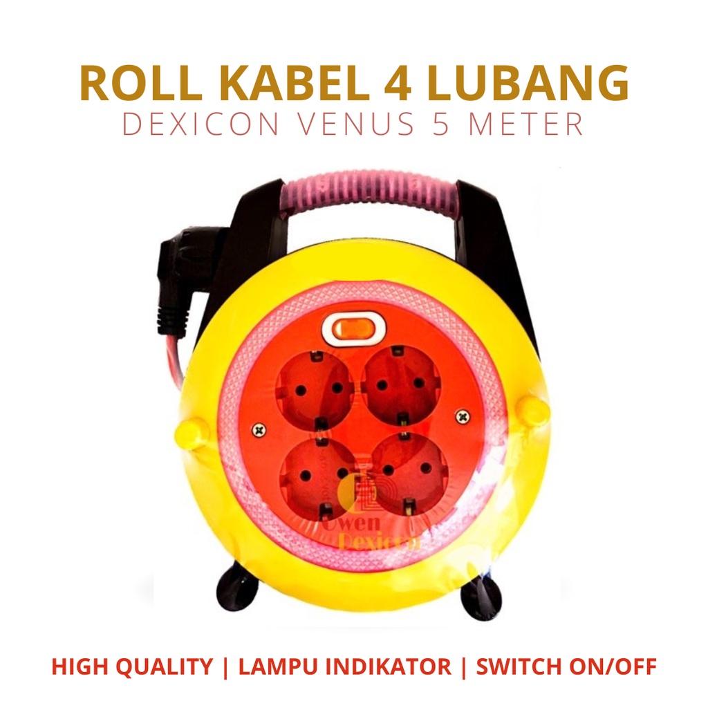 KABEL ROLL 4 LUBANG 5 METER DEXICON VENUS BOX KABEL ROLL KABEL 5 METER