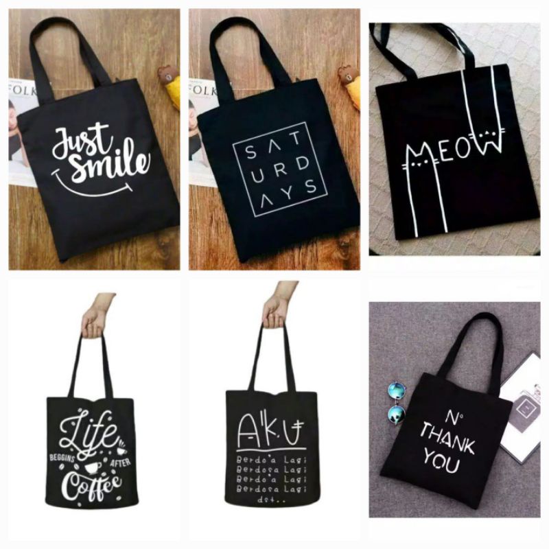 TAS TOTEBAG KARAKTER PAKAI PEREKAT / TAS TOTE BAG KEKINIAN