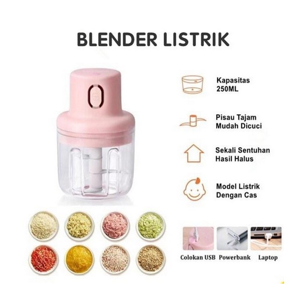 Blender Garlic Mini Chopper Portable Elektrik Tanpa Kabel Blender Mini Elektrik Usb