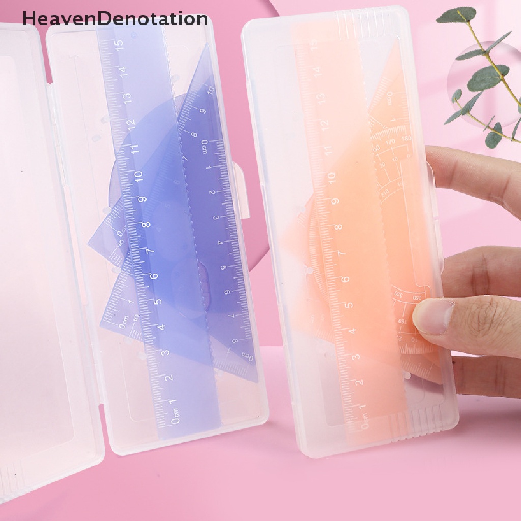 [HeavenDenotation] 4pcs Transparan Jelly Colored Plastik Penggaris Set Siswa Matematika Geometri Penggaris Set Untuk Penggaris Segitiga Penggaris Lurus Busur Derajat Paing Penggaris HDV