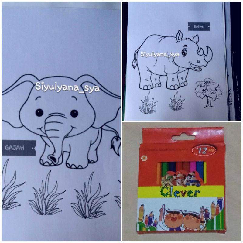 

Paket Mewarnai HEWAN + Pensil Warna 12 Warna