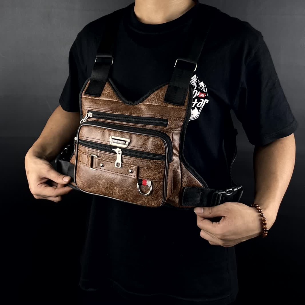 Tas Dada Kulit Terbaru Original Polo Amstar Chest Bag Chest Rig Bag Tas Selempang Dada