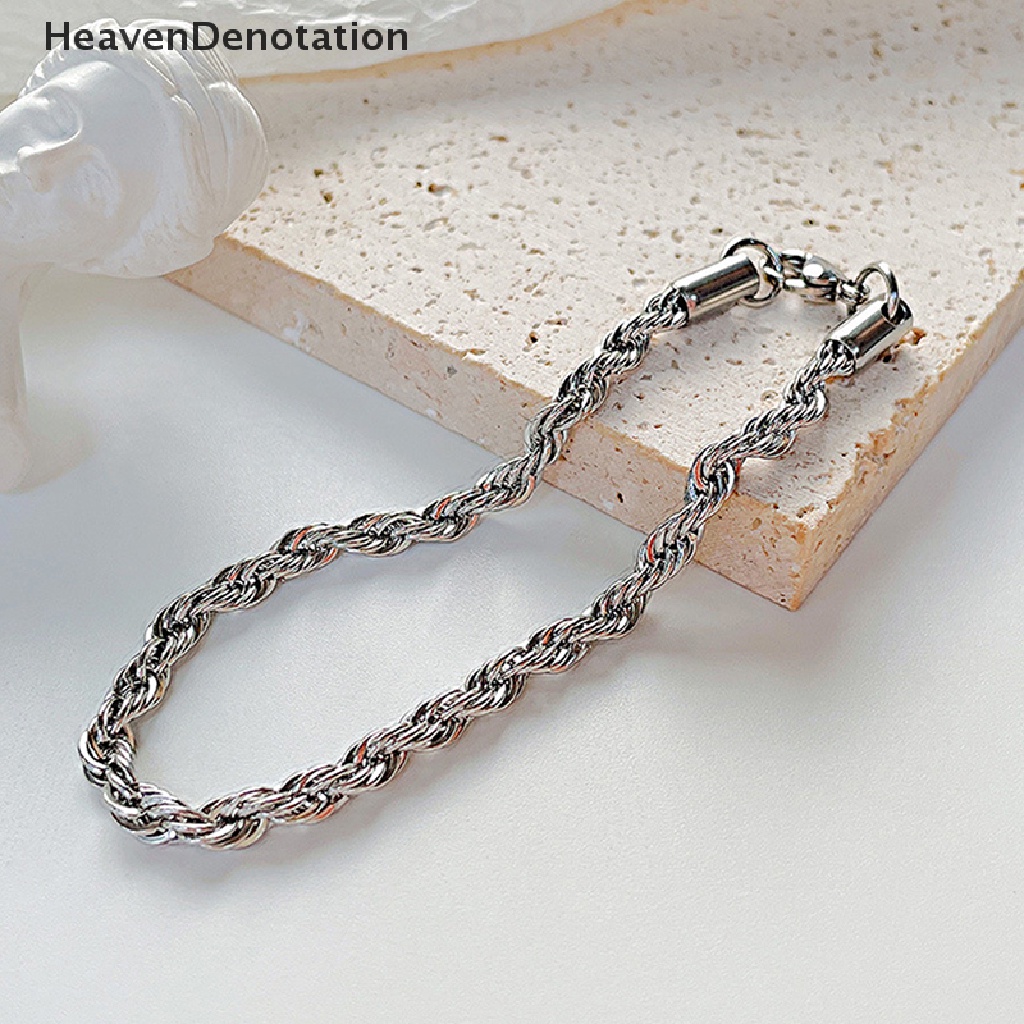 [HeavenDenotation] Gelang Rantai Kuba Stainless Steel Untuk Pria Wanita Anti Karat Gelang Rantai Tali Memutar Fashion Perhiasan Lucu Perhiasan Hadiah HDV