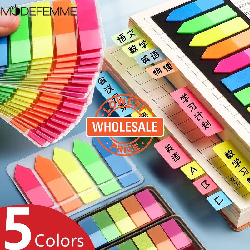 [Harga Grosir] 5warna Perlengkapan Sekolah Kantor Siswa Alat Tulis PET Sticky Notes Indeks Warna Warni Stiker Longgar Notes Index