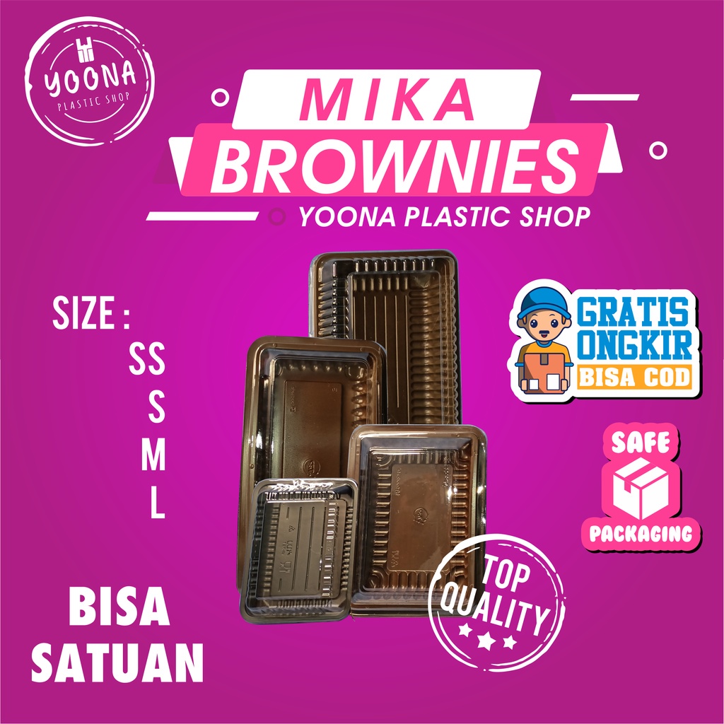 Mika Brownies Size S / Mika Plastik Tempat Kue Brownies Ukuran S / Tempat Bento Size Small