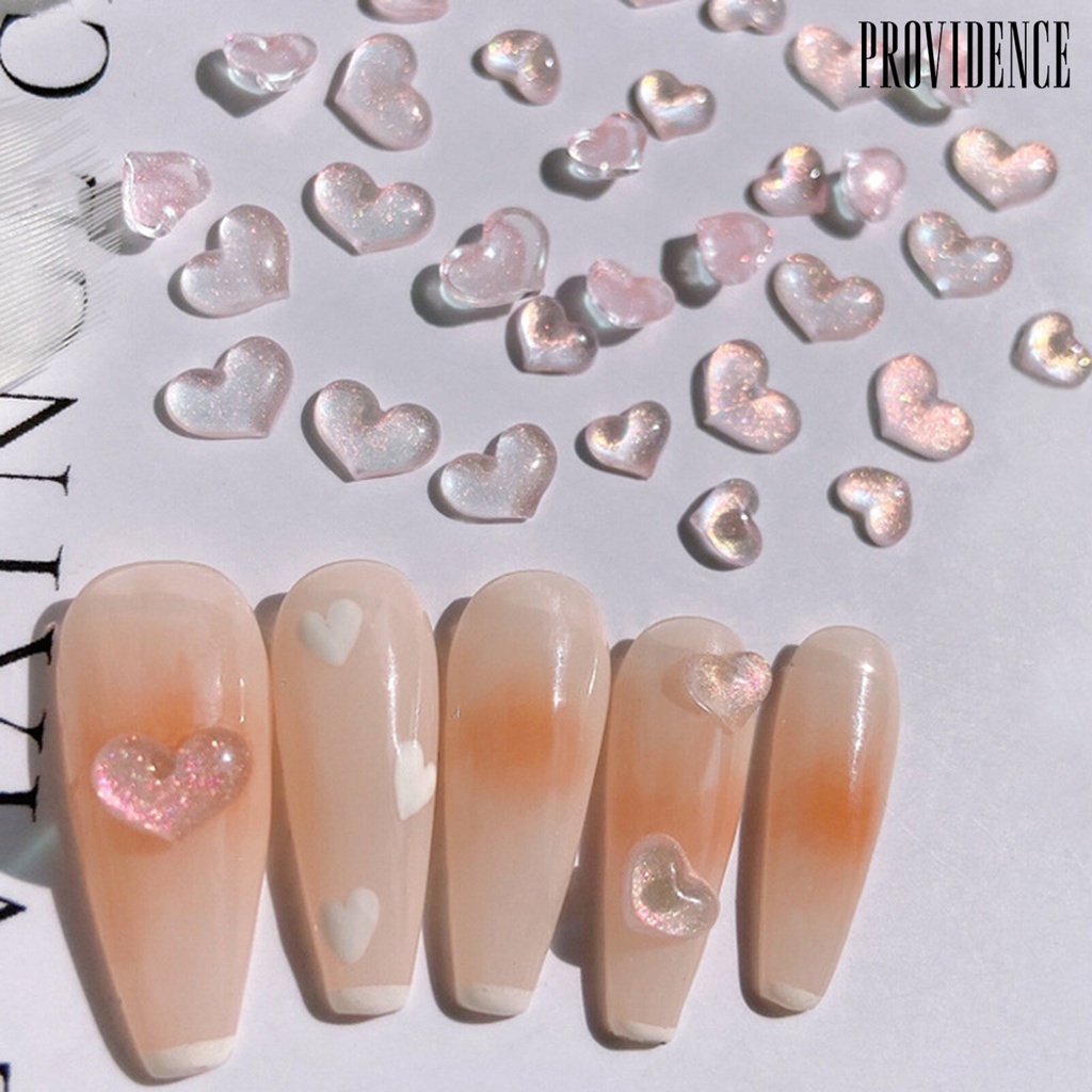 Providence 100Pcs/tas Nail Art Decor Flatback Tiga Dimensi Mix Size Halus Flash DIY Mini Bentuk Hati Berlian Imitasi Pesona Kuku Salon Pasokan