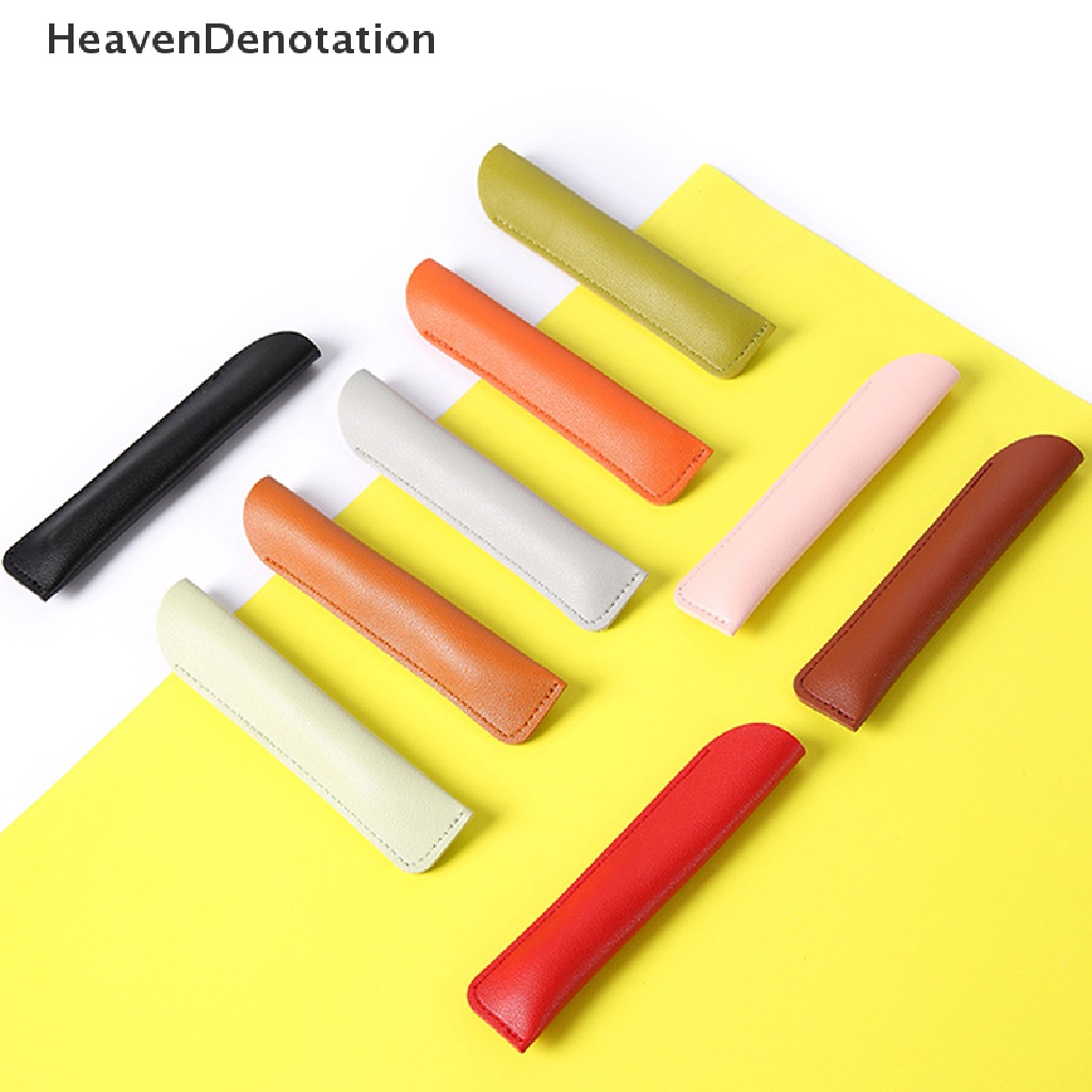 [HeavenDenotation] Pu Leather Pencil Case Tas Penyimpanan Pulpen Sekolah Lucu Pen Case Kawaii Pen Pelindung Lengan Kecil Sign Pen Cover Leather Case Hadiah HDV