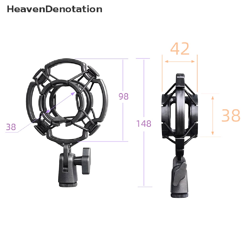 [HeavenDenotation] Universal Profesional Kondensor Microphone Mic Shock Mount Holder Studio Rekaman Untuk Diaphram Besar Mic Klip Hitam HDV
