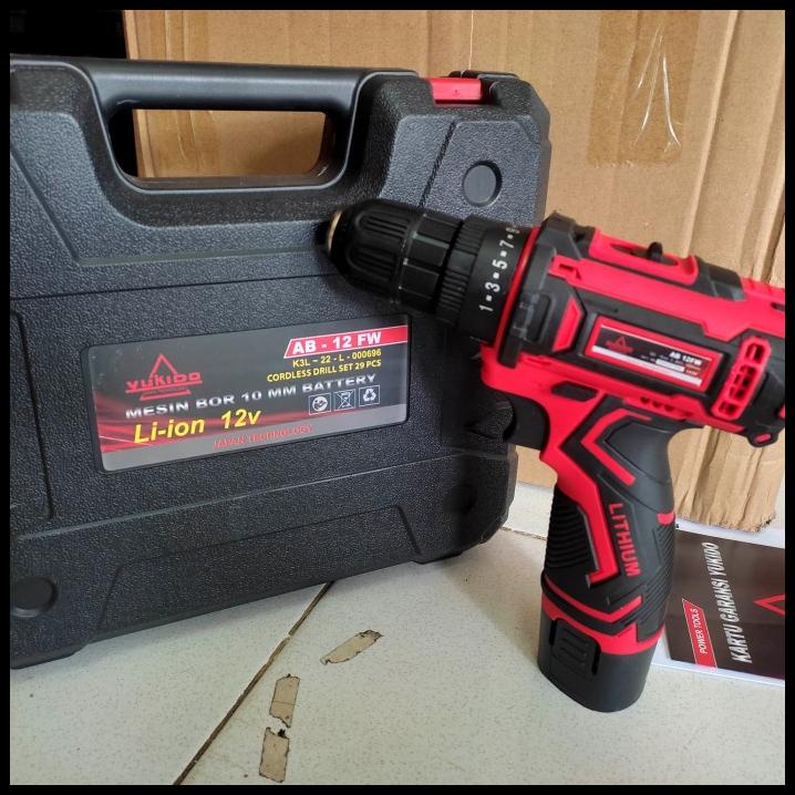 Yukido Mesin Bor Baterai Charger Japan Technology 12V Cordless Drill
