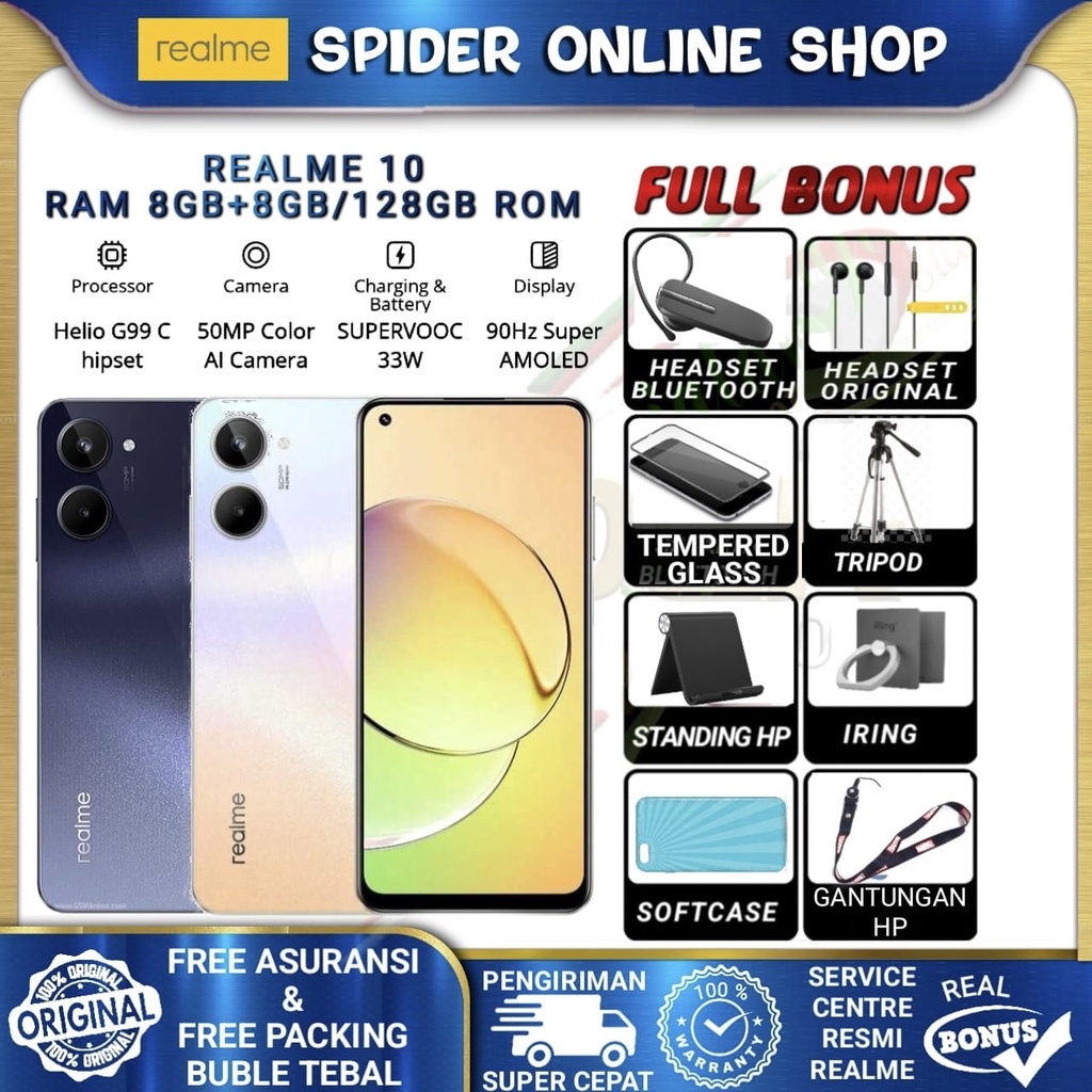 REALME 10 8/128 &amp; 8/256 RAM 8+8GB ROM 256GB GARANSI RESMI REALME