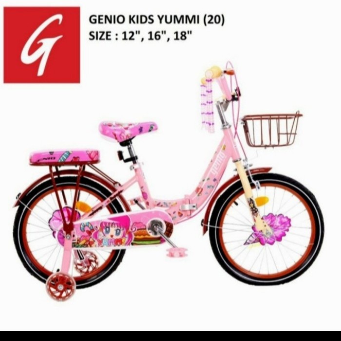 Sepeda Anak Mini Perempuan 16 Inch Genio Yummi Lipat #Original