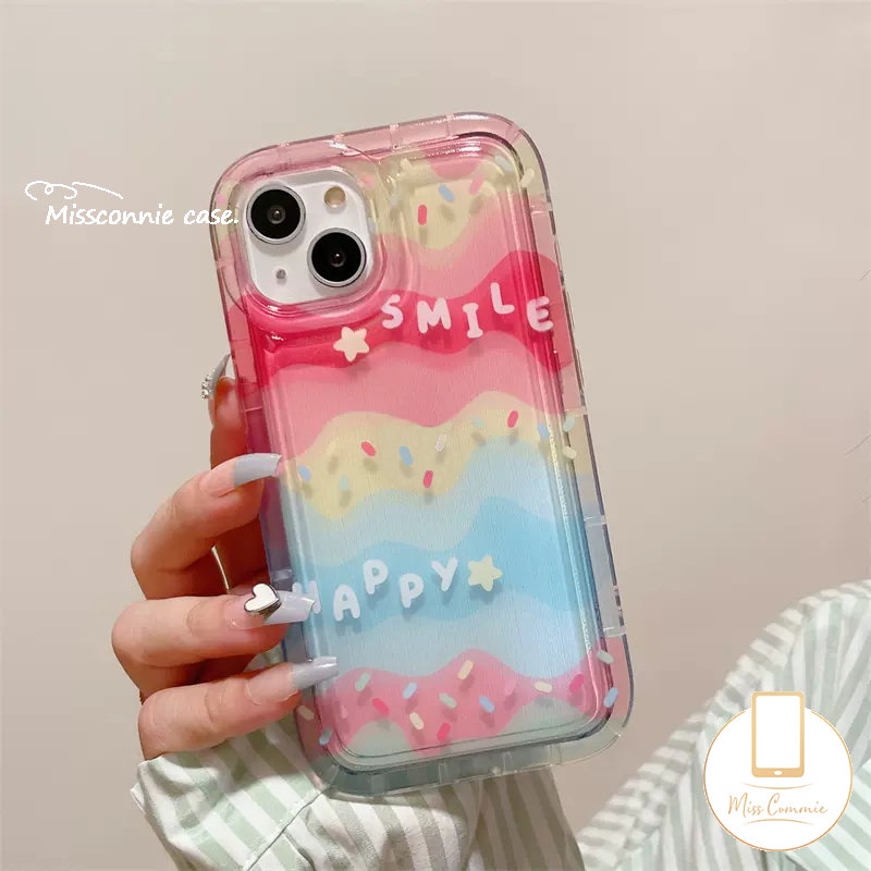 IPHONE Kreatif Pelangi Warna-Warni Ponsel Cover Kompatibel Untuk Iphone11 12 13 14 Pro Max XR 7 8 6s 6 Plus X XS Max SE 2020 Ins Permen Warna Soft Tpu Bening Shockproof Airbag Case