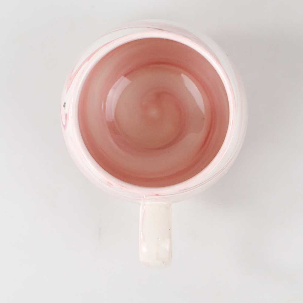 Gelas Cangkir Kopi Keramik Coffee Mug Desain Aesthetic Flamingo warna Pink 320ml