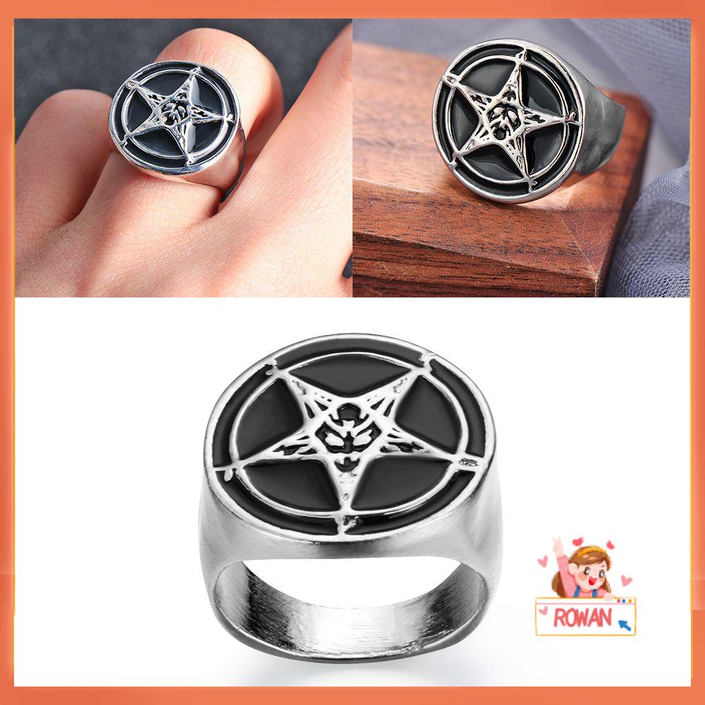 R-flower Punk Rings Cross Fashion Lucifer Biker Gothic Hip Hop Setan