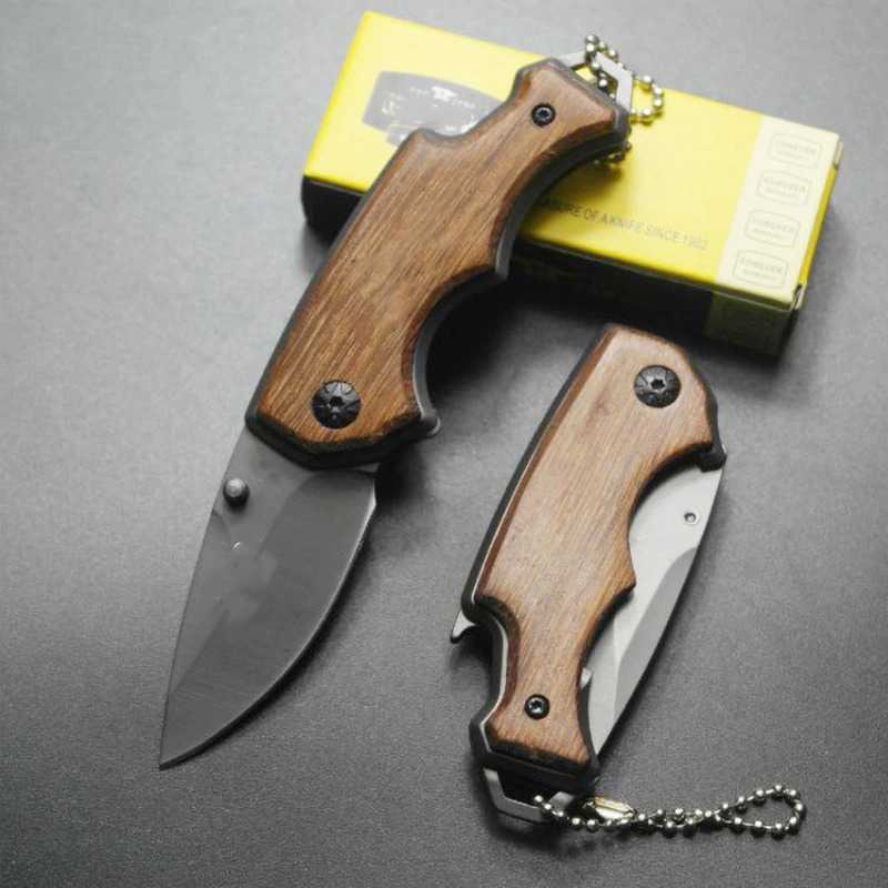 Pisau lipat gagang motif kayu pisau camping / outdoor / survival - SAR pisau lipat mini serbaguna