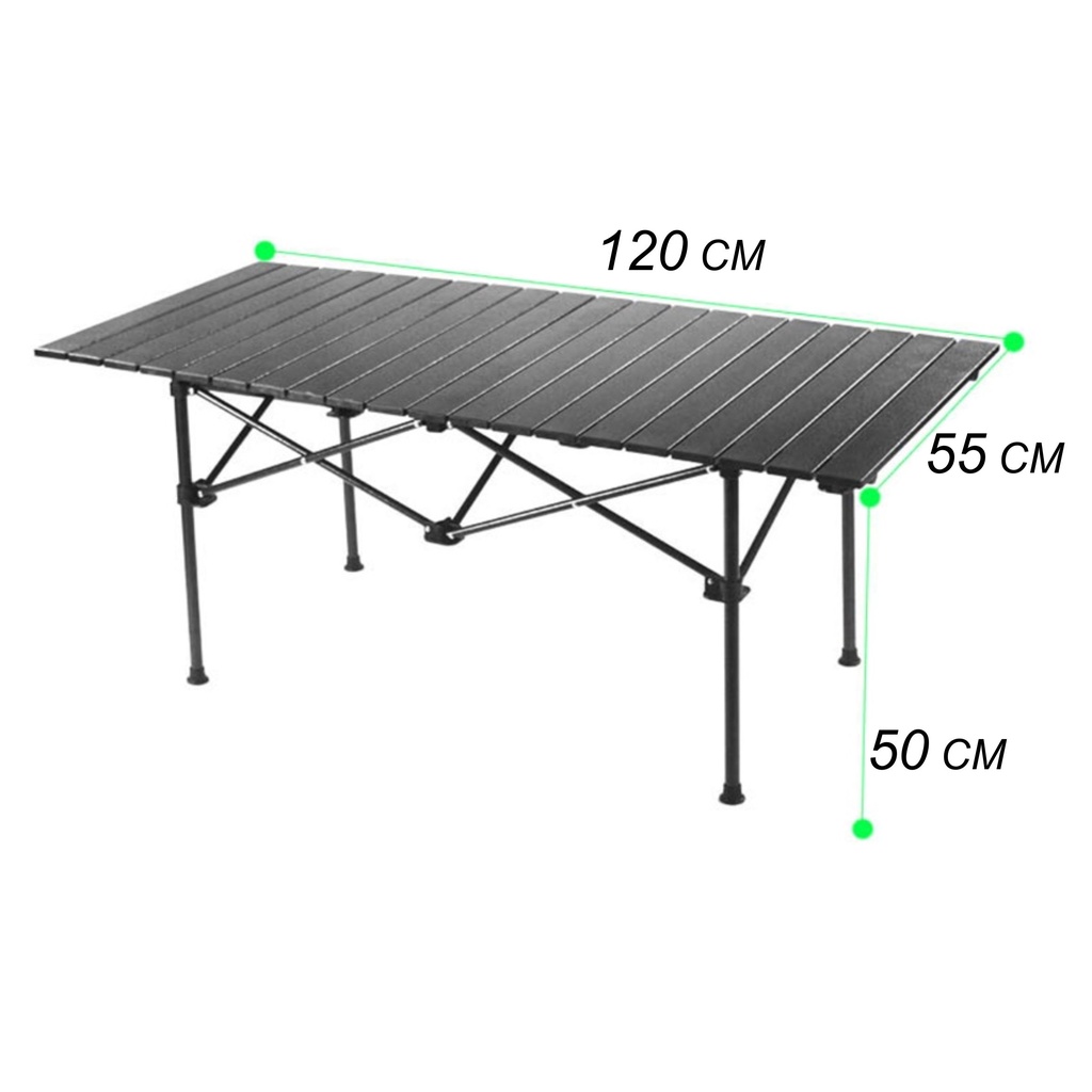 Portable Folding Camping Table P120 x L55 x T50 [Black]