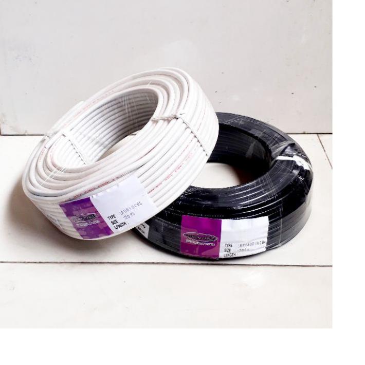♡ Kabel listrik serabut HYO  hitam  putih 1 roll ✲
