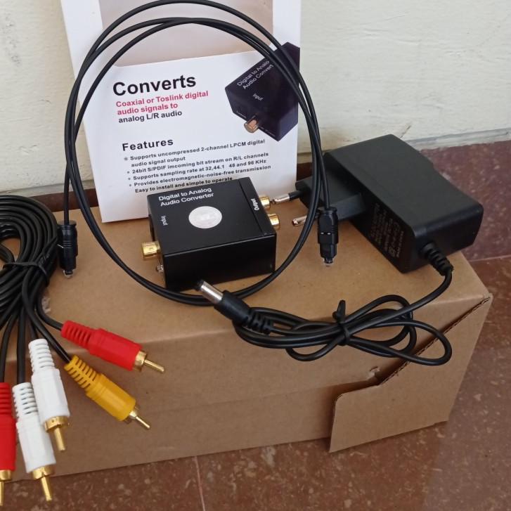 ✽ PAKET Converter Optik Audio to RCA + Kabel Optic Toslink dan Kabel RCA 3 to 3 untuk TV Ke Speaker 