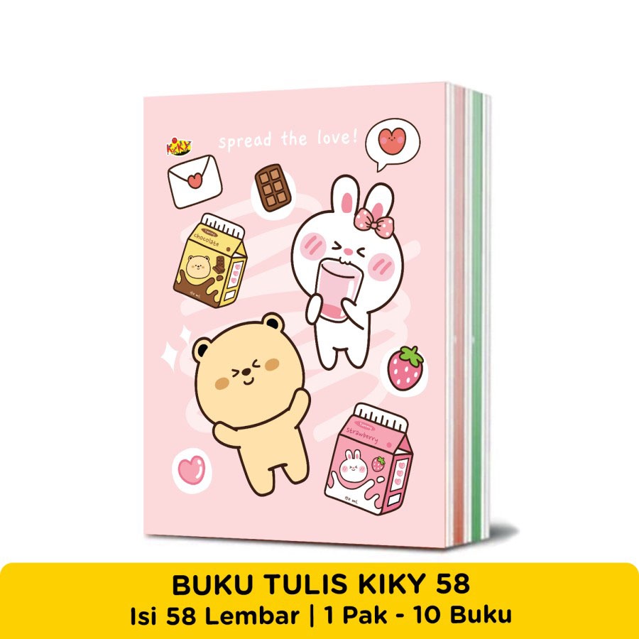

Buku Tulis Kiky 58 Motif Random (1 pak isi 10 Buku) isi polos