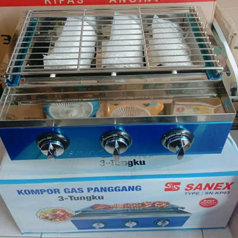 Sanex Kompor Gas Panggang 3 Tungku / Gas Stove Grill + BBQ SN-KP03