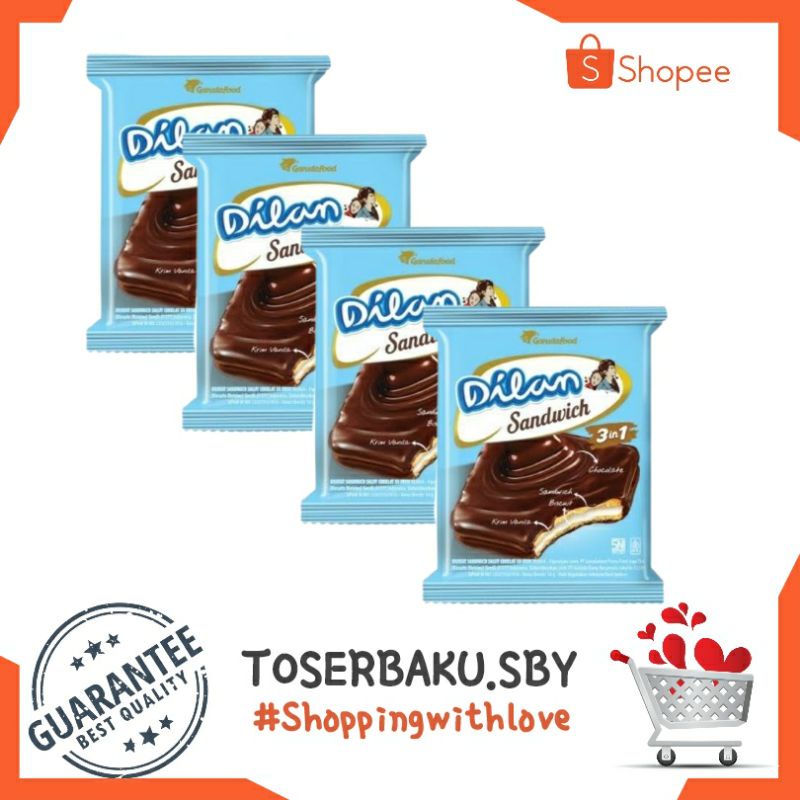 

Dilan Sandwich 10 × 16g / Biskuit Sandwich Coklat / Baru / Agen Snack Murah Surabaya / Toserbaku.sby