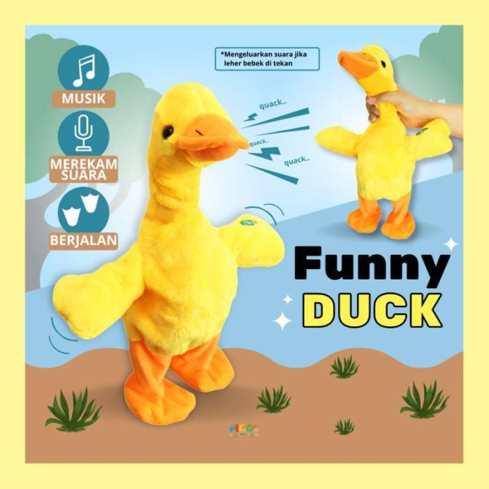✨ BISA COD ✨ Mainan Anak Boneka Bebek Goyang Funny Duck Nyanyi Ngomong Rekam Joget
