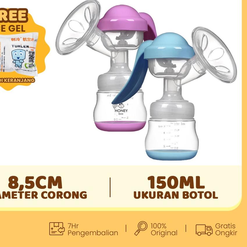 ☉ Honey Boo - Pompa ASI Manual Aman 150 ml Breast Pump BPA Free Praktis PA03 ❄