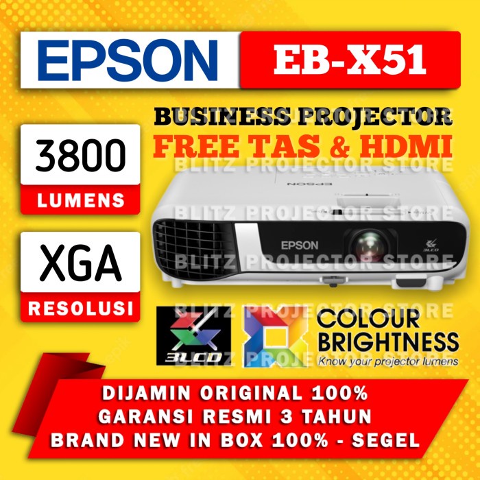 

[[JNT COD]] Projektor - Proyektor - EPSON EB X51 ( PENGGANTI X450 ) 3800 Lumens
